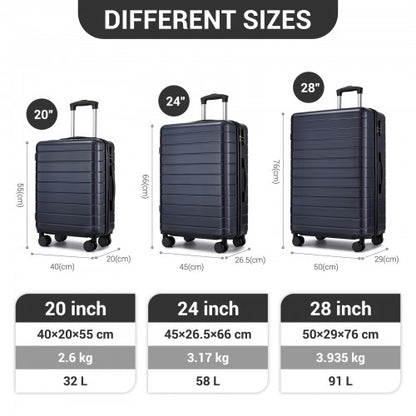 KSN2691 20/24/28-inch navy and black luggage set – set view