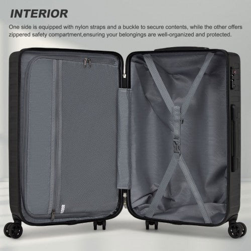 KSS2495 - Supercase 3-Piece Sleek Geometric Pattern Hard Shell ABS+PC Suitcase Set with TSA Lock For Effortless Travel - Black