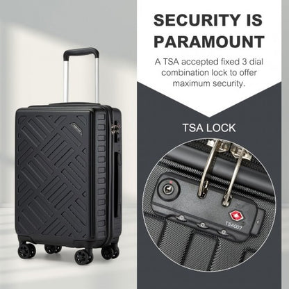 KSS2495 - Supercase 3-Piece Sleek Geometric Pattern Hard Shell ABS+PC Suitcase Set with TSA Lock For Effortless Travel - Black