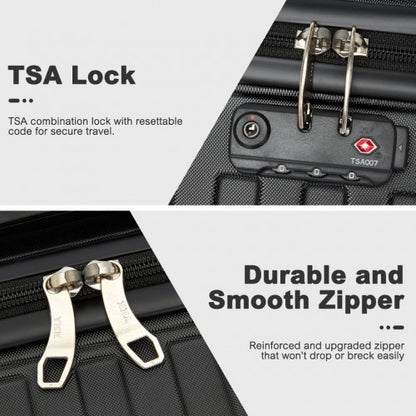 KSS2495 - Supercase 3-Piece Sleek Geometric Pattern Hard Shell ABS+PC Suitcase Set with TSA Lock For Effortless Travel - Black