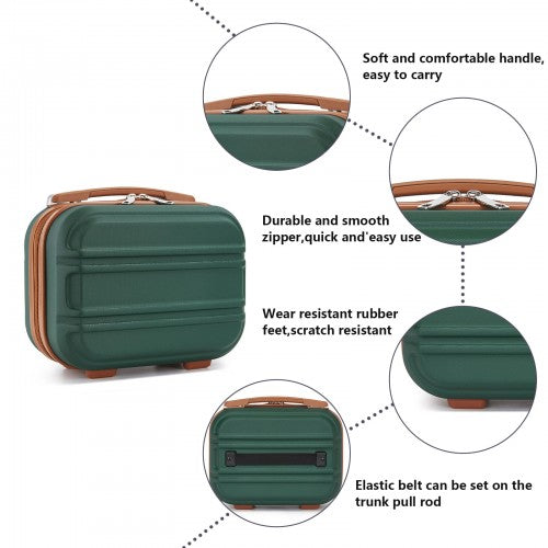 K1871-1L - Kono 12 Inch Lightweight Hard Shell ABS Vanity Case - Green And Brown
