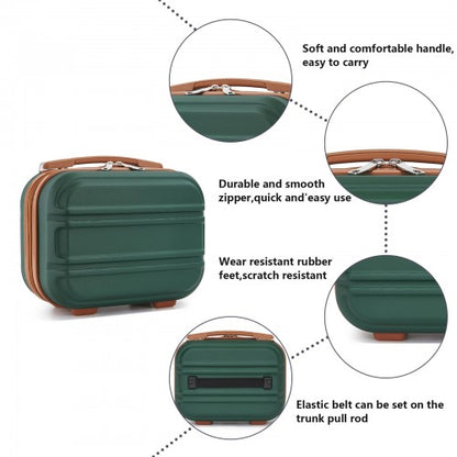 K1871-1L - Kono 12 Inch Lightweight Hard Shell ABS Vanity Case - Green And Brown