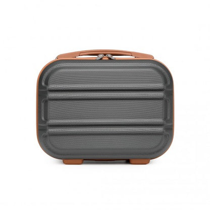 K1871-1L - Kono 12 Inch Lightweight Hard Shell ABS Vanity Case - Grey And Brown