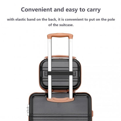 K1871-1L - Kono 12 Inch Lightweight Hard Shell ABS Vanity Case - Black And Brown
