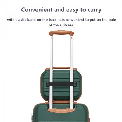 K1871-1L - Kono 12 Inch Lightweight Hard Shell ABS Vanity Case - Green And Brown