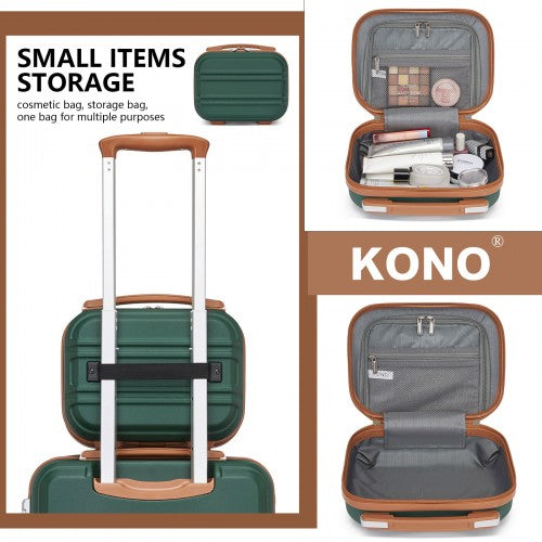 K1871-1L - Kono 12 Inch Lightweight Hard Shell ABS Vanity Case - Green And Brown