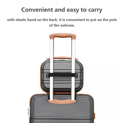 K1871-1L - Kono 12 Inch Lightweight Hard Shell ABS Vanity Case - Grey And Brown