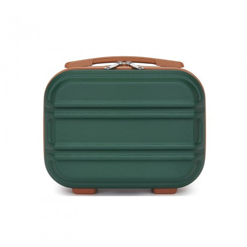 K1871-1L - Kono 12 Inch Lightweight Hard Shell ABS Vanity Case - Green And Brown
