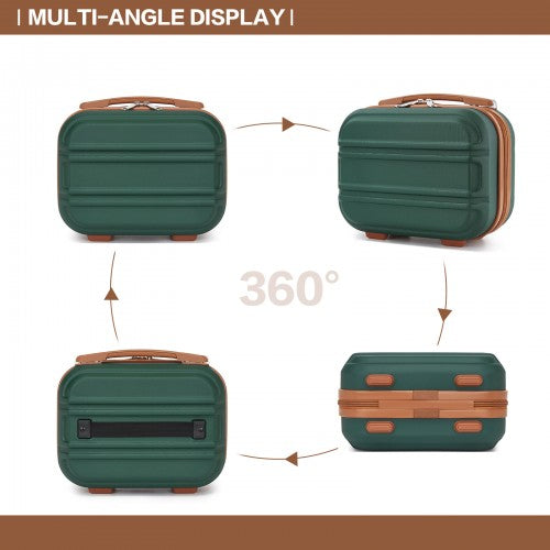 K1871-1L - Kono 12 Inch Lightweight Hard Shell ABS Vanity Case - Green And Brown