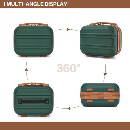 K1871-1L - Kono 12 Inch Lightweight Hard Shell ABS Vanity Case - Green And Brown