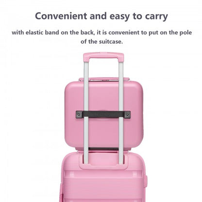 KSK2492 - Kono 12-Inch PP Hardshell Lightweight Vanity Case for Travel & Daily Use - Pink
