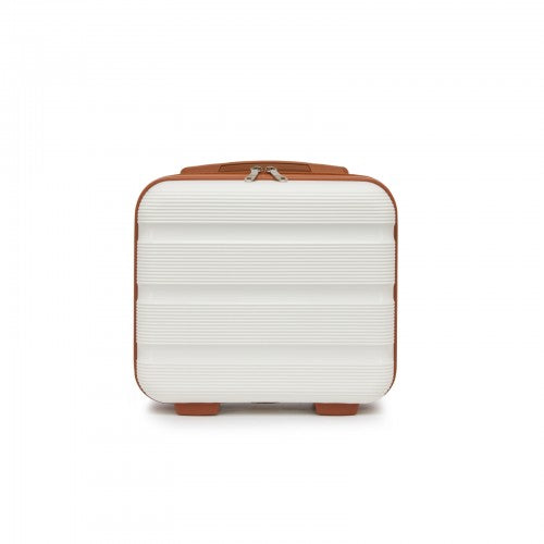 KSK2492 - Kono 12-Inch PP Hardshell Lightweight Vanity Case for Travel & Daily Use - Cream and Brown