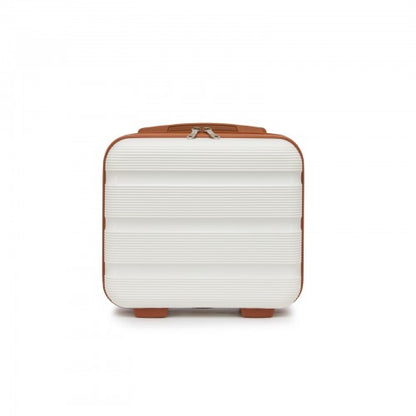 KSK2492 - Kono 12-Inch PP Hardshell Lightweight Vanity Case for Travel & Daily Use - Cream and Brown