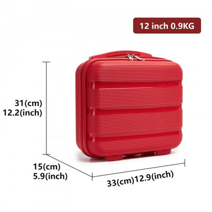 KSK2492 - Kono 12-Inch PP Hardshell Lightweight Vanity Case for Travel & Daily Use - Red