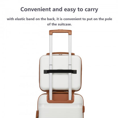 KSK2492 - Kono 12-Inch PP Hardshell Lightweight Vanity Case for Travel & Daily Use - Cream and Brown