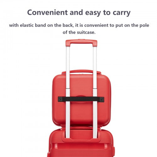 KSK2492 - Kono 12-Inch PP Hardshell Lightweight Vanity Case for Travel & Daily Use - Red