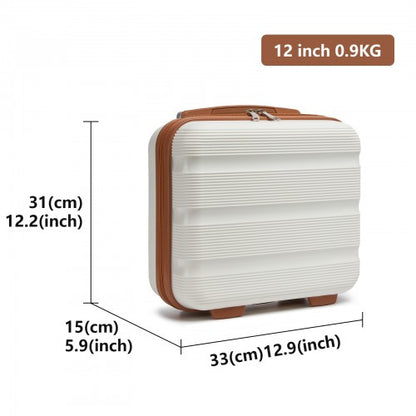 KSK2492 - Kono 12-Inch PP Hardshell Lightweight Vanity Case for Travel & Daily Use - Cream and Brown
