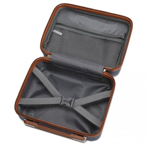 KSK2486 - Kono Stylish ABS+PC 13 Inch Polka Dot Hard Shell Vanity Case - Navy And Brown