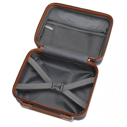 KSK2486 - Kono Stylish ABS+PC 13 Inch Polka Dot Hard Shell Vanity Case - Navy And Brown