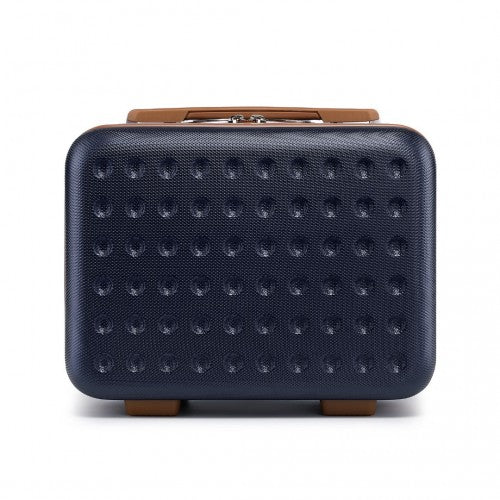 KSK2486 - Kono Stylish ABS+PC 13 Inch Polka Dot Hard Shell Vanity Case - Navy And Brown