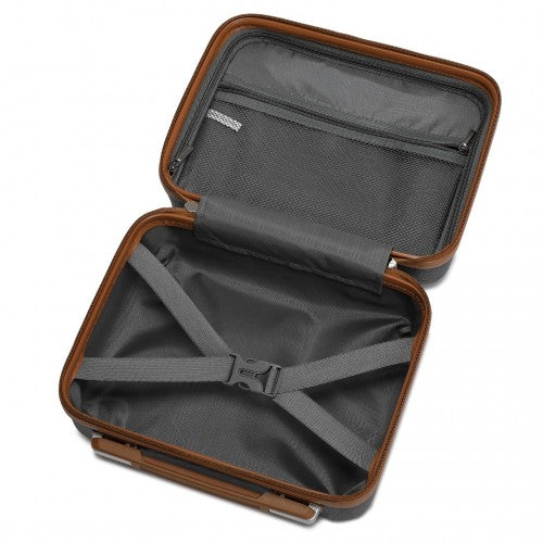 KSK2486 - Kono Stylish ABS+PC 13 Inch Polka Dot Hard Shell Vanity Case - Black And Brown
