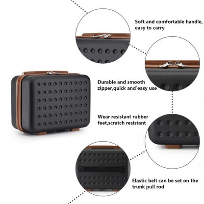 KSK2486 - Kono Stylish ABS+PC 13 Inch Polka Dot Hard Shell Vanity Case - Black And Brown