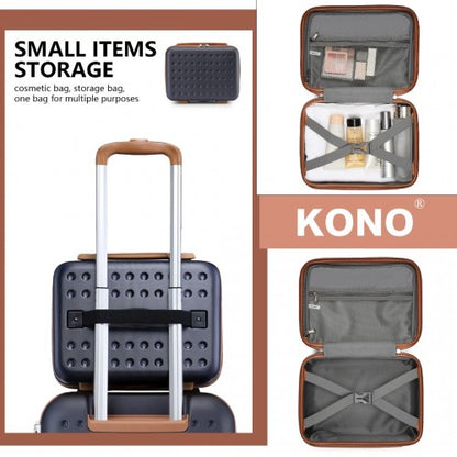 KSK2486 - Kono Stylish ABS+PC 13 Inch Polka Dot Hard Shell Vanity Case - Navy And Brown