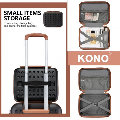 KSK2486 - Kono Stylish ABS+PC 13 Inch Polka Dot Hard Shell Vanity Case - Black And Brown