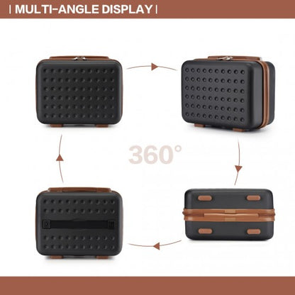 KSK2486 - Kono Stylish ABS+PC 13 Inch Polka Dot Hard Shell Vanity Case - Black And Brown