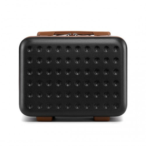 KSK2486 - Kono Stylish ABS+PC 13 Inch Polka Dot Hard Shell Vanity Case - Black And Brown