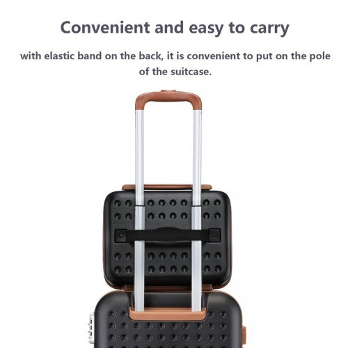 KSK2486 - Kono Stylish ABS+PC 13 Inch Polka Dot Hard Shell Vanity Case - Black And Brown
