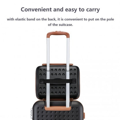 KSK2486 - Kono Stylish ABS+PC 13 Inch Polka Dot Hard Shell Vanity Case - Black And Brown