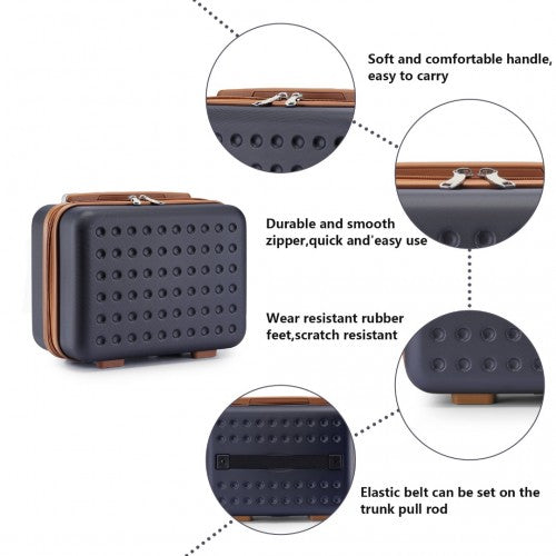 KSK2486 - Kono Stylish ABS+PC 13 Inch Polka Dot Hard Shell Vanity Case - Navy And Brown