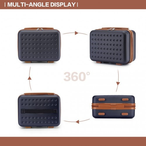 KSK2486 - Kono Stylish ABS+PC 13 Inch Polka Dot Hard Shell Vanity Case - Navy And Brown