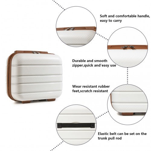 K2091L - Kono 14 Inch Multi Texture Hard Shell PP Vanity Case - Classic Collection - Cream