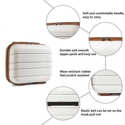 K2091L - Kono 14 Inch Multi Texture Hard Shell PP Vanity Case - Classic Collection - Cream