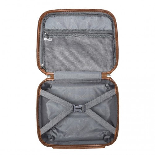 K2091L - Kono 14 Inch Multi Texture Hard Shell PP Vanity Case - Classic Collection - Cream