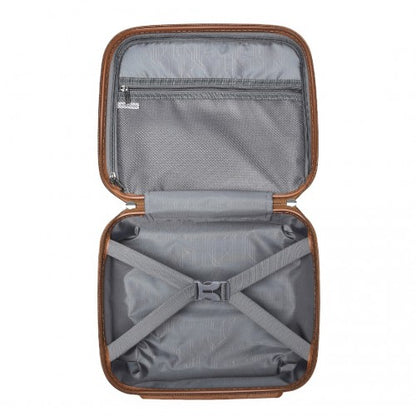 K2091L - Kono 14 Inch Multi Texture Hard Shell PP Vanity Case - Classic Collection - Cream