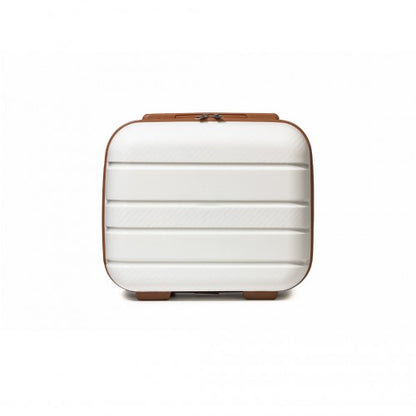 K2091L - Kono 14 Inch Multi Texture Hard Shell PP Vanity Case - Classic Collection - Cream