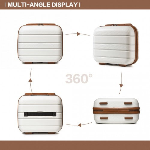 K2091L - Kono 14 Inch Multi Texture Hard Shell PP Vanity Case - Classic Collection - Cream