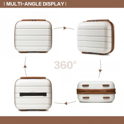 K2091L - Kono 14 Inch Multi Texture Hard Shell PP Vanity Case - Classic Collection - Cream