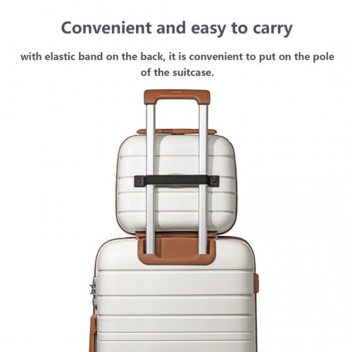 K2091L - Kono 14 Inch Multi Texture Hard Shell PP Vanity Case - Classic Collection - Cream