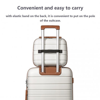 K2091L - Kono 14 Inch Multi Texture Hard Shell PP Vanity Case - Classic Collection - Cream