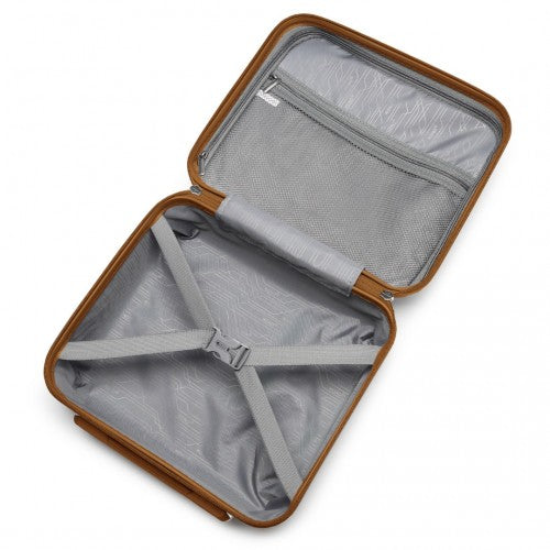K2092L - Kono 14 Inch Bright Hard Shell PP Vanity Case - Cream