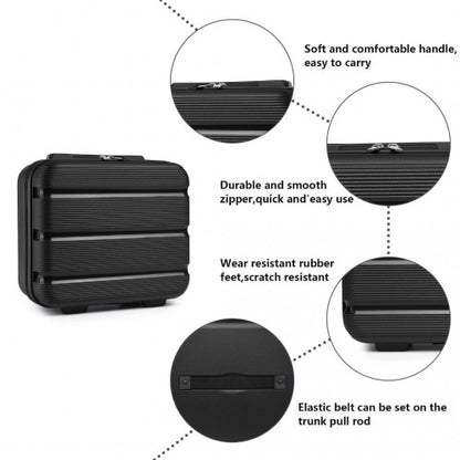 K2092L - Kono 14 Inch Bright Hard Shell PP Vanity Case - Black