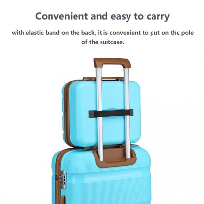 K2092L - Kono 14 Inch Bright Hard Shell PP Vanity Case - Blue and Brown