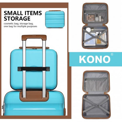 K2092L - Kono 14 Inch Bright Hard Shell PP Vanity Case - Blue and Brown