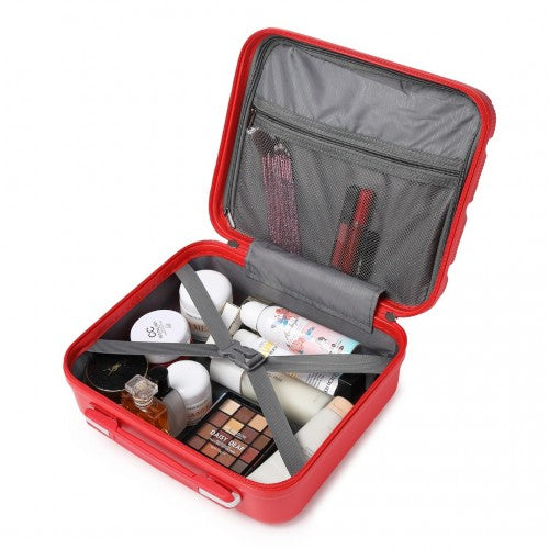 K2092L - Kono 14 Inch Bright Hard Shell PP Vanity Case - Red