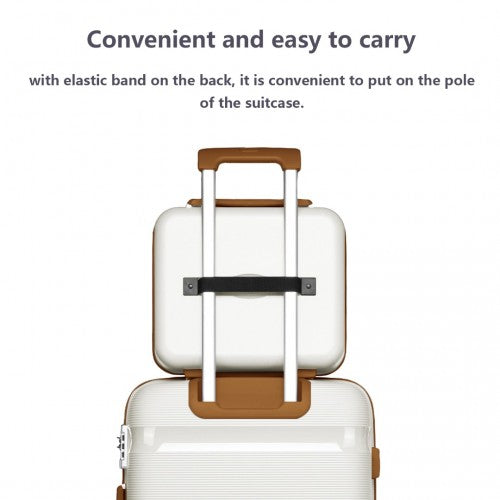 K2092L - Kono 14 Inch Bright Hard Shell PP Vanity Case - Cream