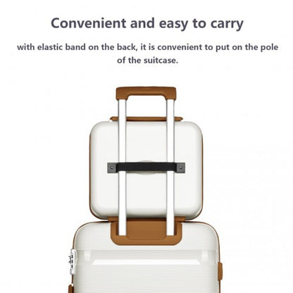 K2092L - Kono 14 Inch Bright Hard Shell PP Vanity Case - Cream